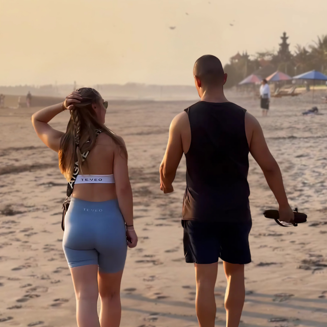 Walking on the beach at sunset